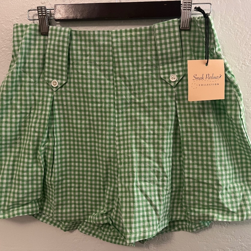 Green & White Gingham Pleated Shorts (MATCHING TOP AVAILABLE!)